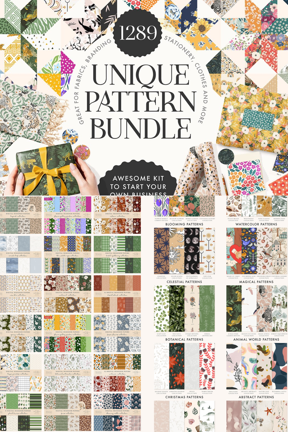 Unique pattern bundle - pinterest image preview.