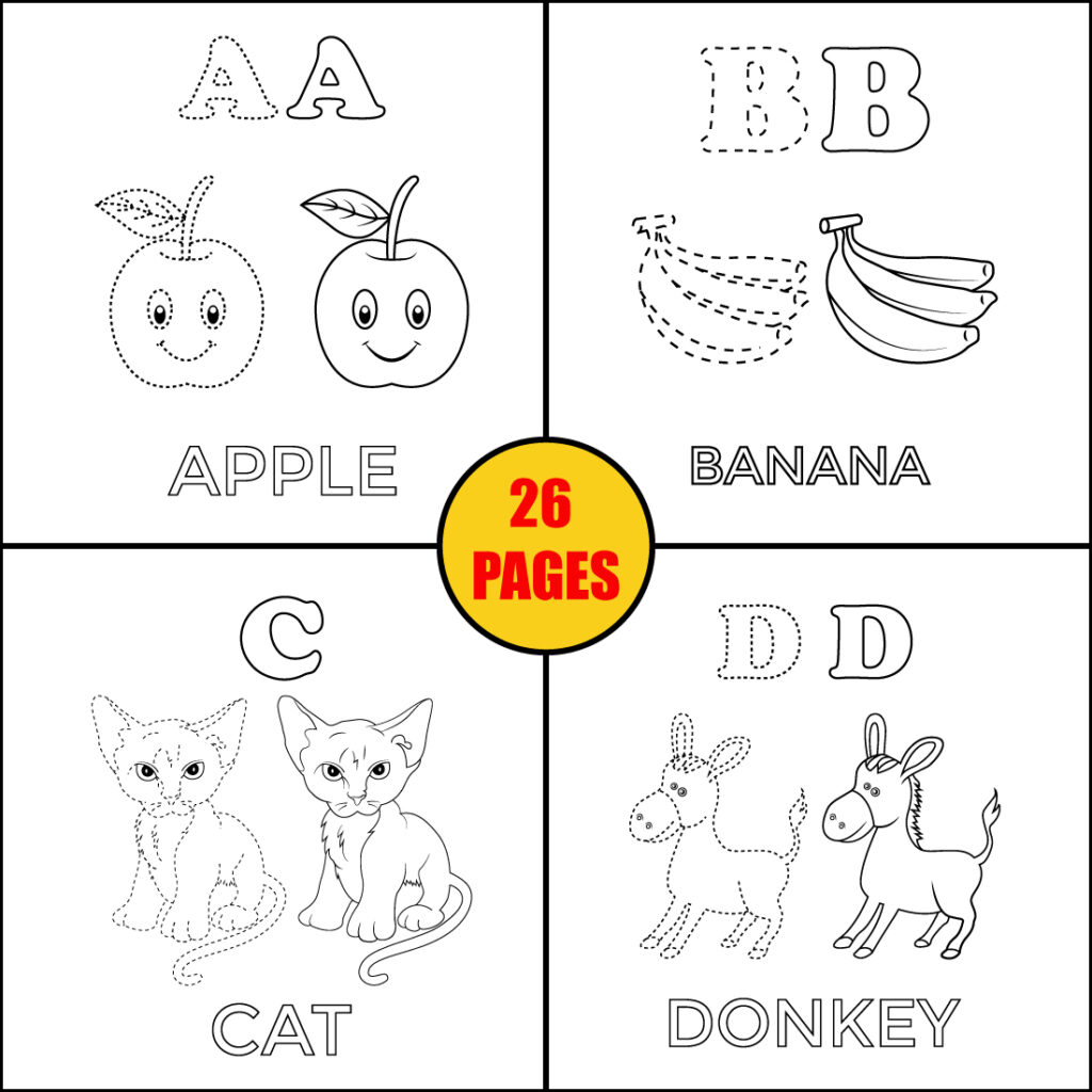 A to Z coloring pages for kids - MasterBundles