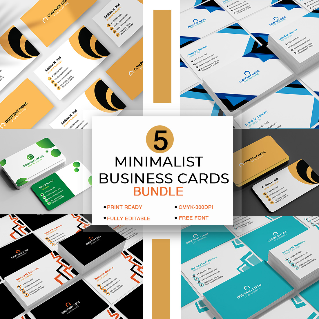 Colorful Minimal and Modern Business Card Visiting Card Template cover image.