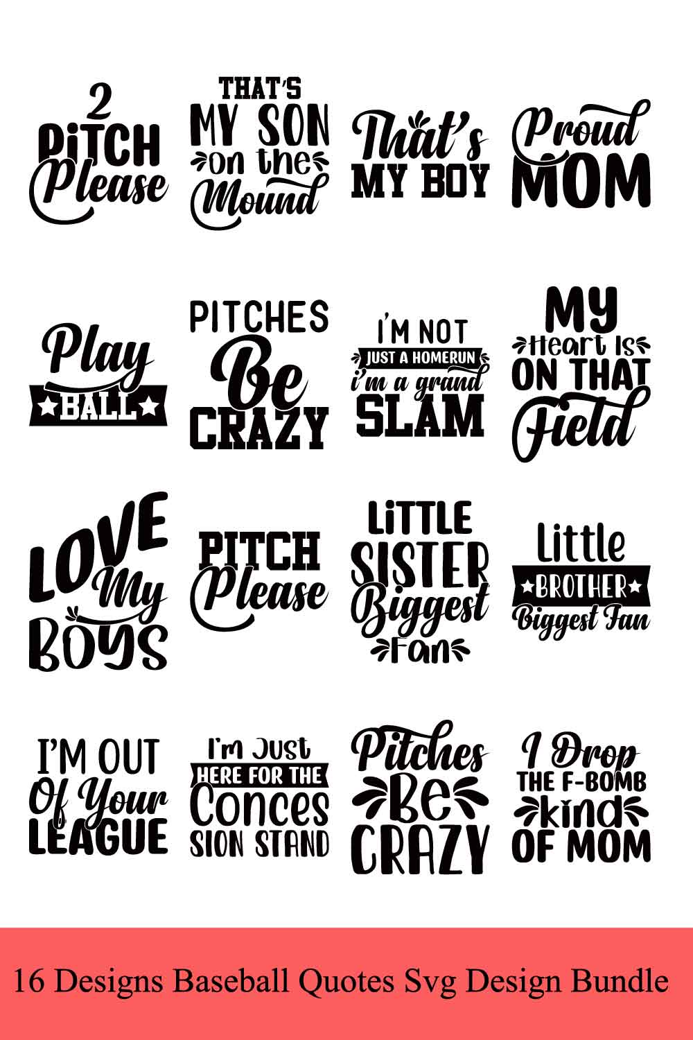 Baseball Quotes SVG Design Bundle