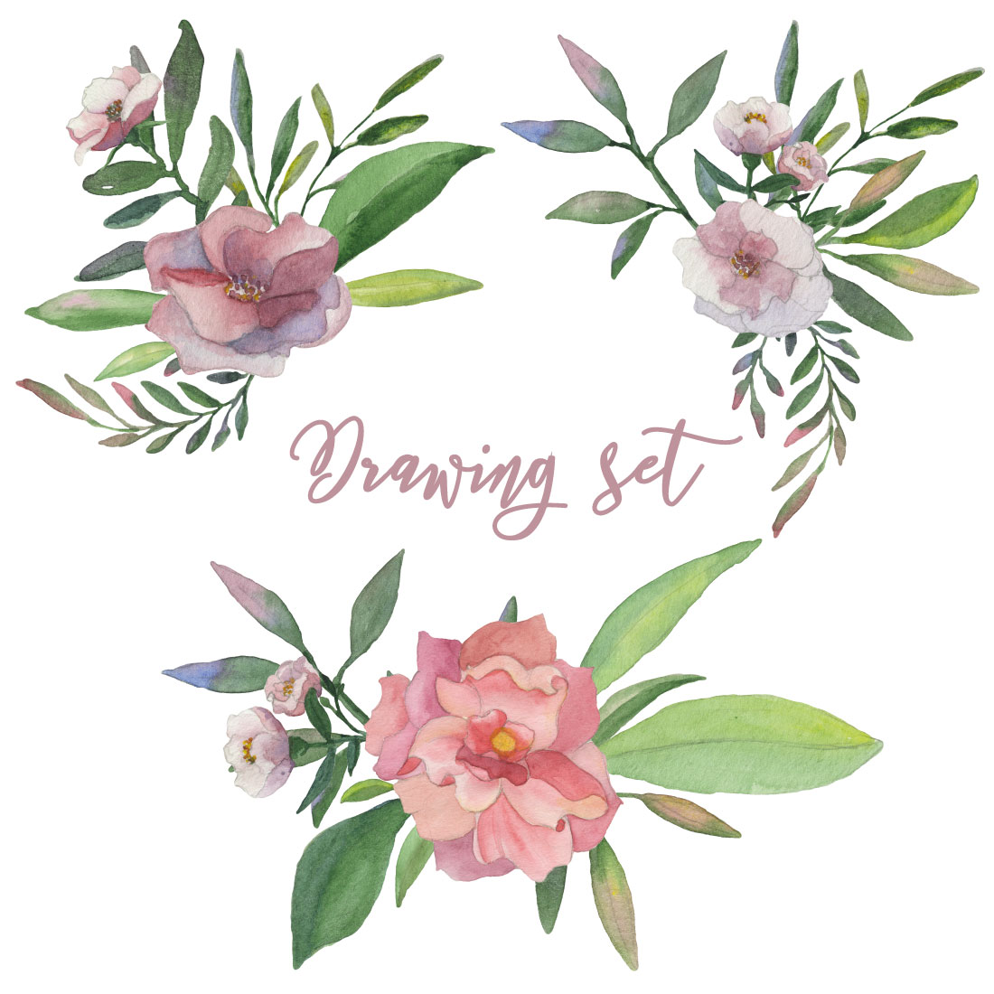 Wedding Watercolor Flowers Clipart previews.