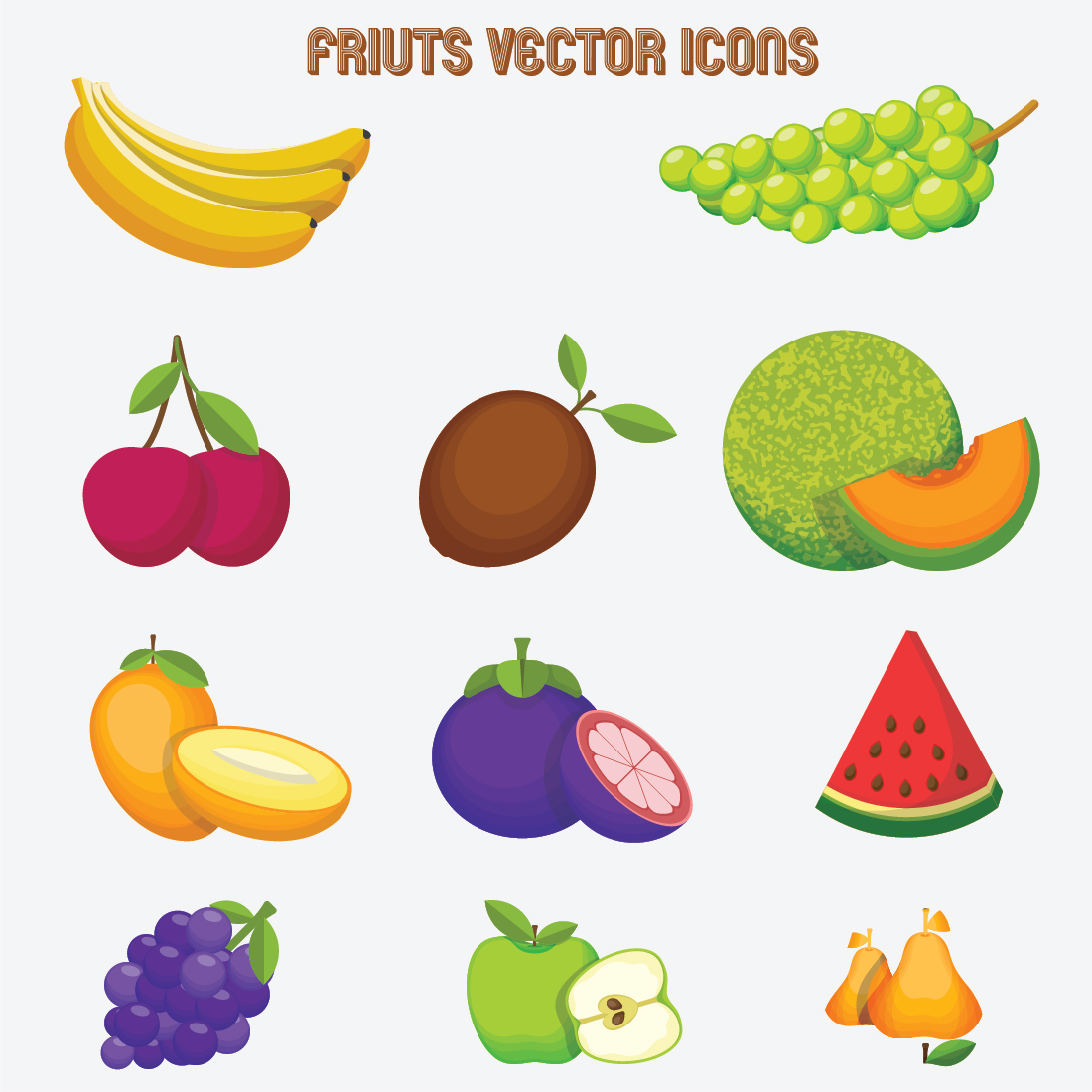 Fruits Vectors Illustrations previews.