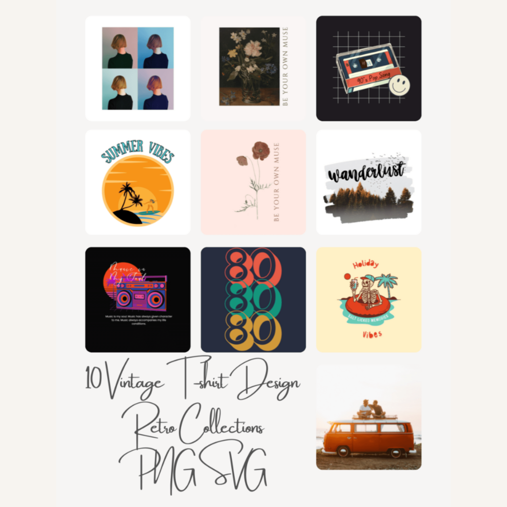 Collection Photo T Design 10 Vintage T SHIRT Design Retro Collections PNG SVG - MasterBundles