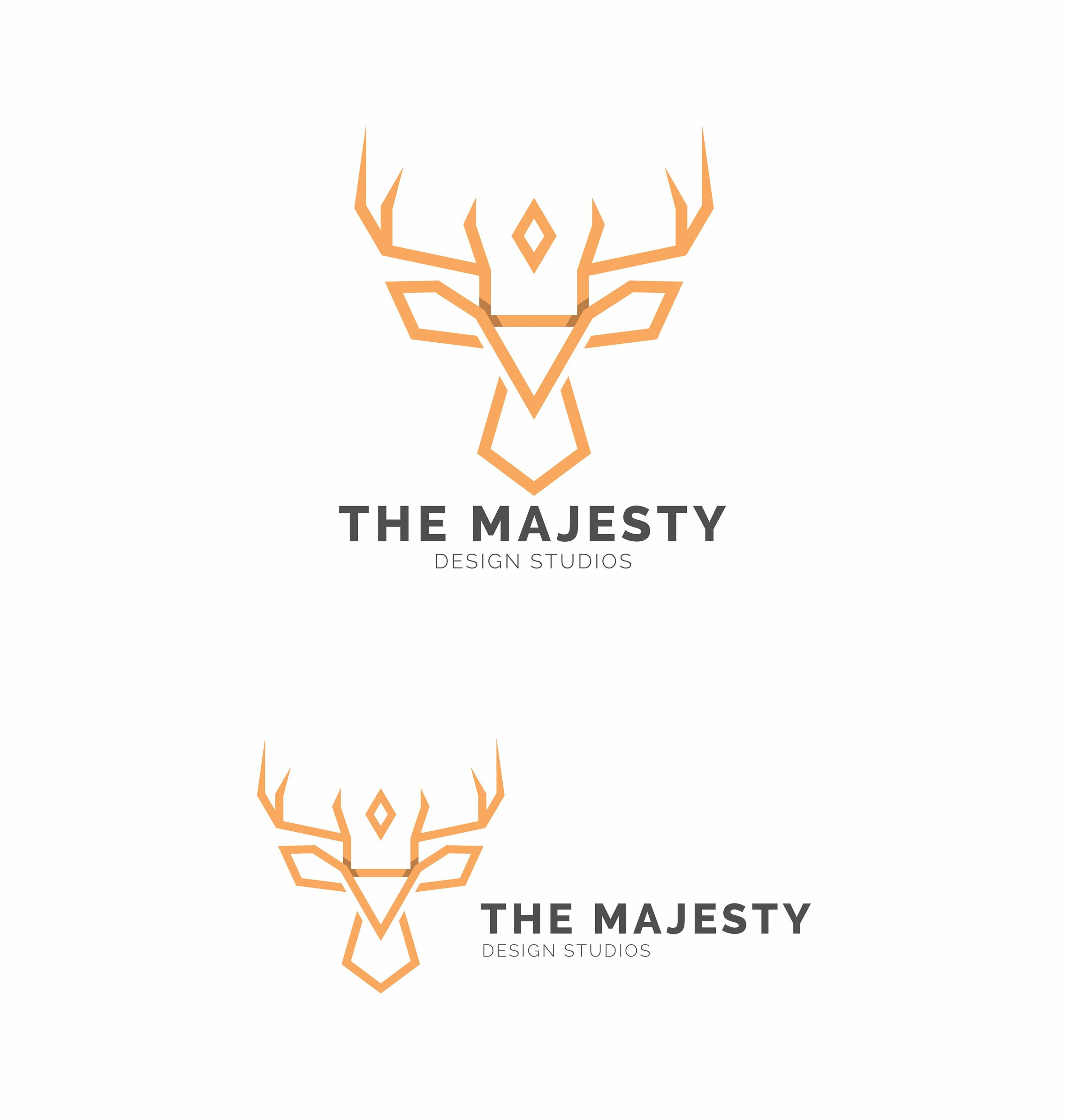 White background with luxury gold deer logo.