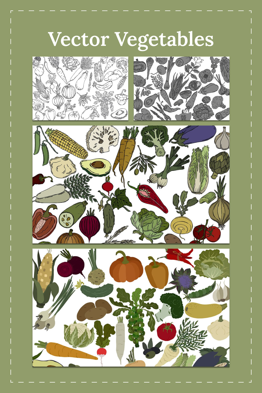 Vector vegetables - pinterest image preview.