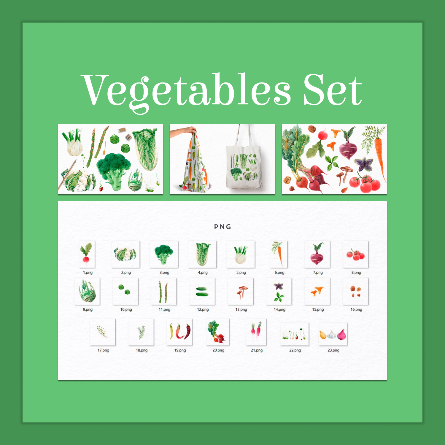 "Vegetables" PNG Set - main image preview.