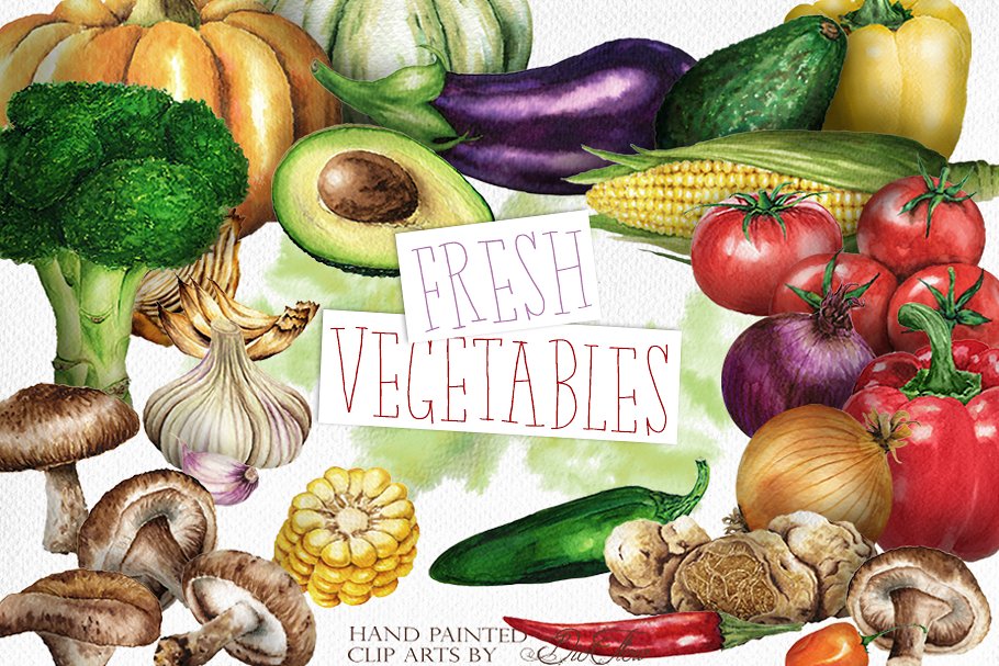 Cover image of Vegetable Watercolor Illusrtation.