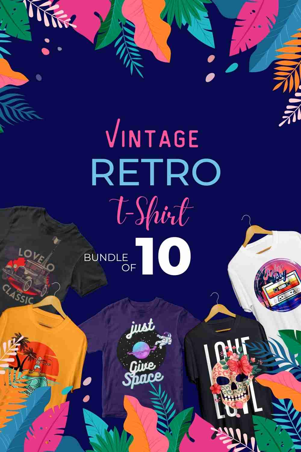 Modern Vintage Retro T-Shirt Design pinterest image.
