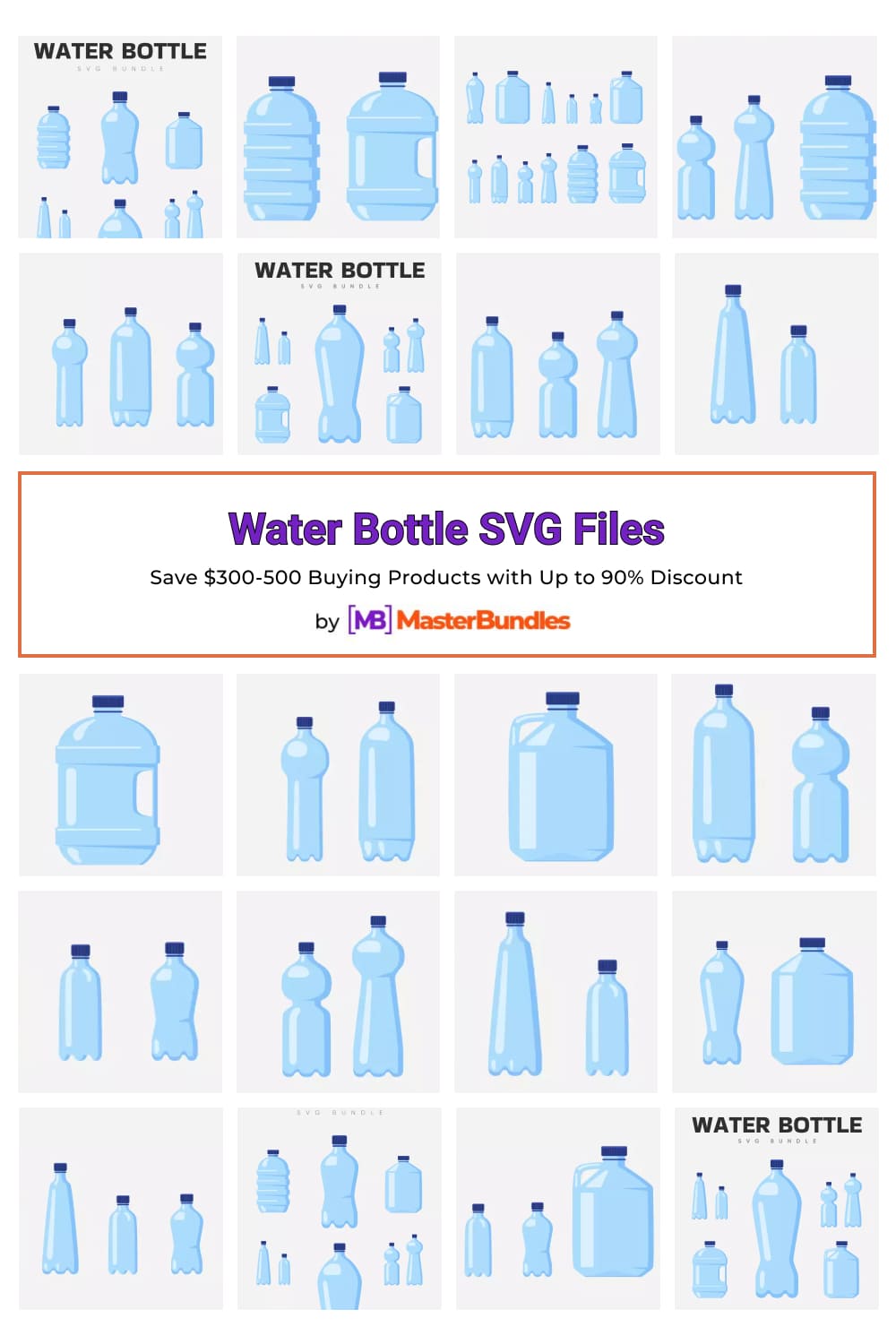 Water Bottle SVG Files Pinterest image.