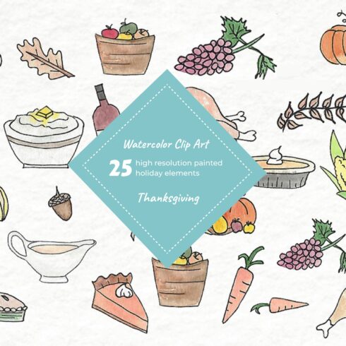 Watercolor Clip Art - Thanksgiving.