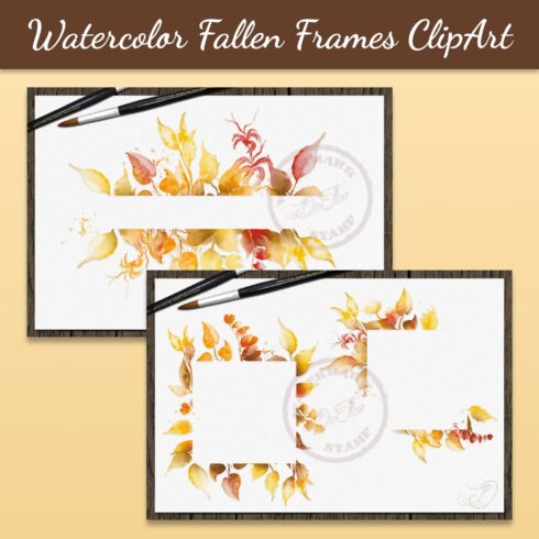 Watercolor Fallen Frames Clip Art.