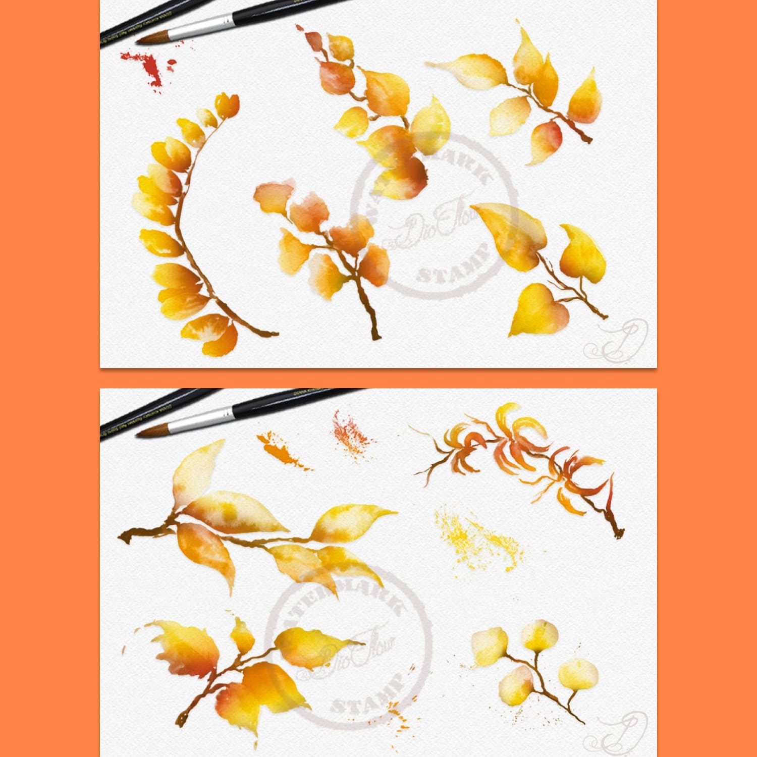 Watercolor Fallen Leaves Clip Art cover.