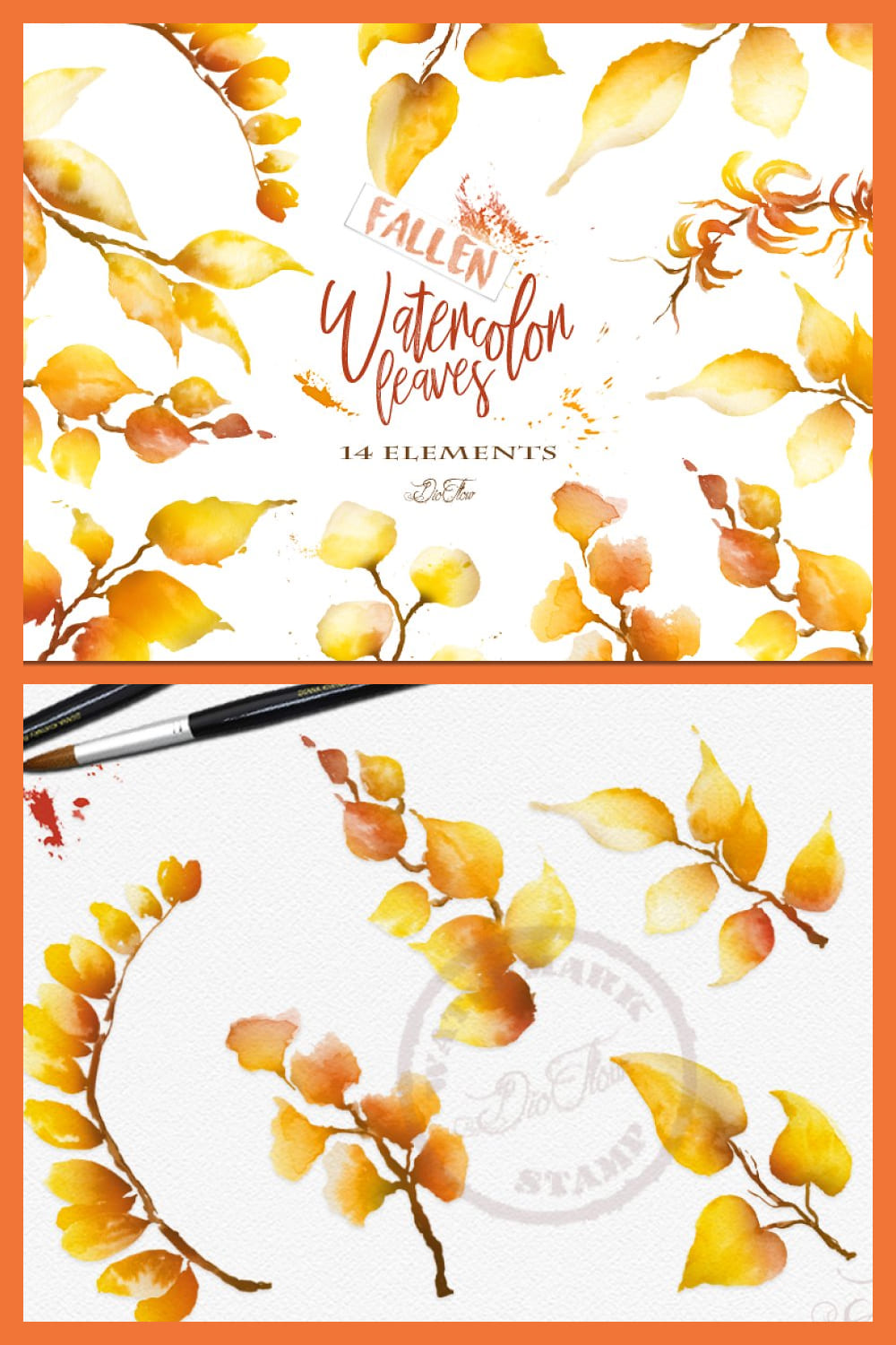 watercolor fallen leaves clip art 03