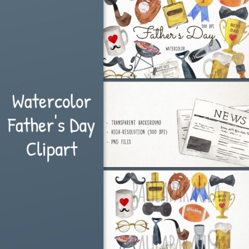 Watercolor father s day clipart - main image preview.