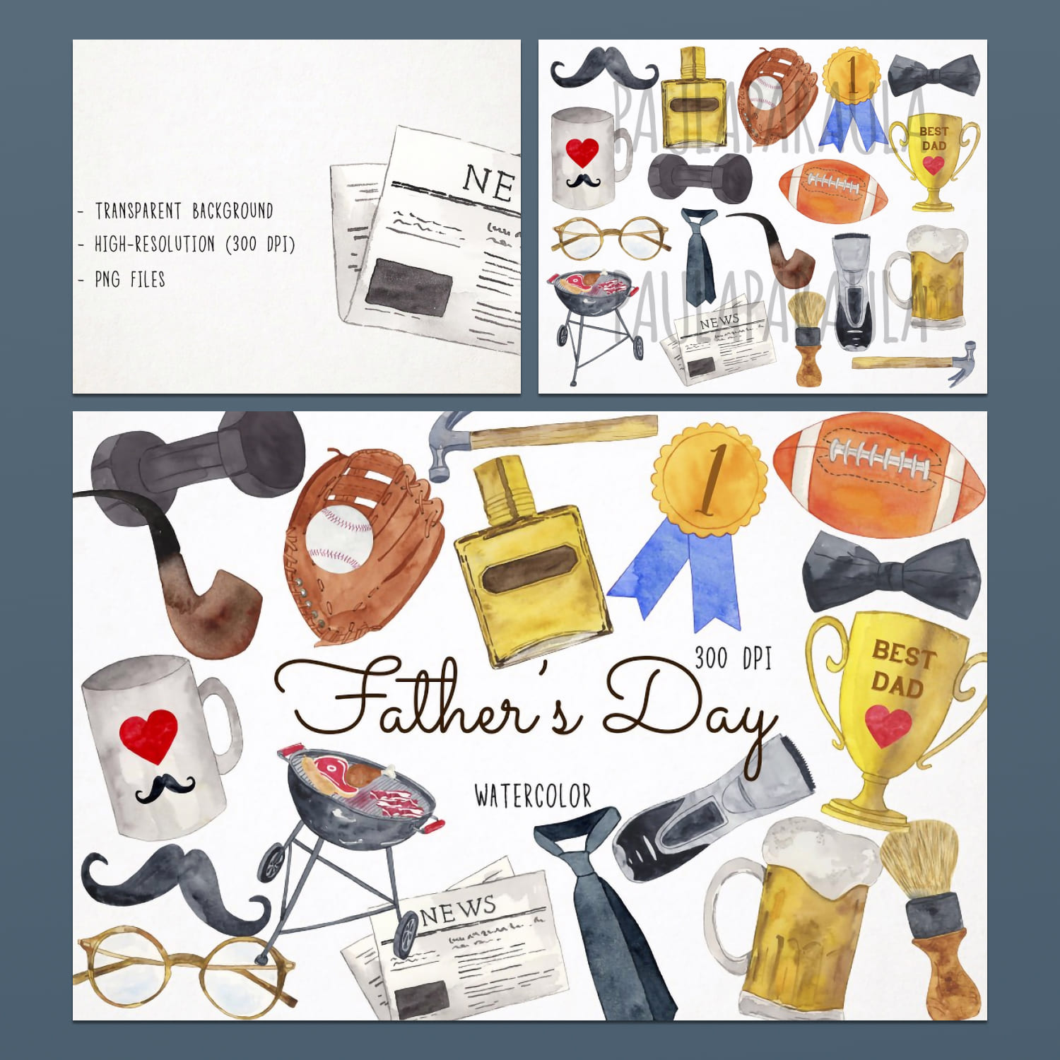 Watercolor Father's Day Clipart created by Paulaparaula.