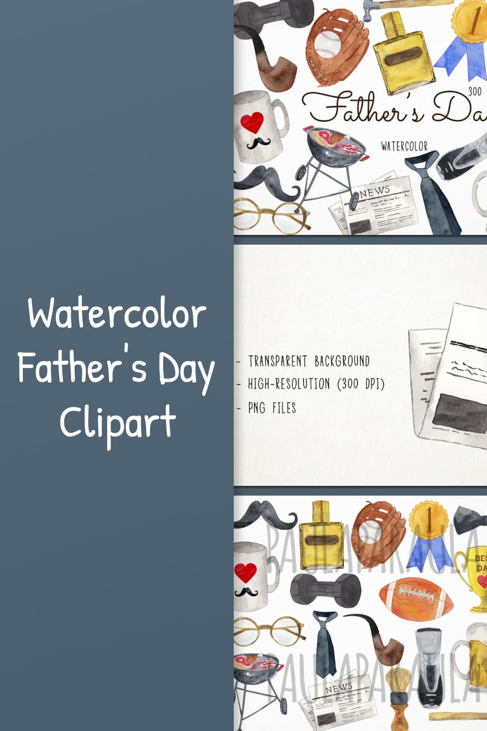 Watercolor father s day clipart - pinterest image preview.