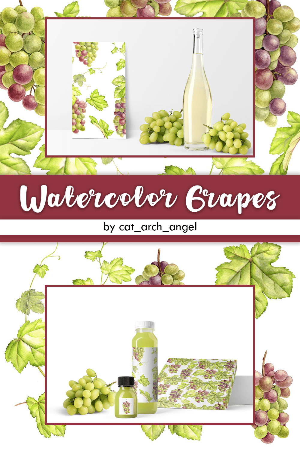 Watercolor grapes - pinterest image preview.