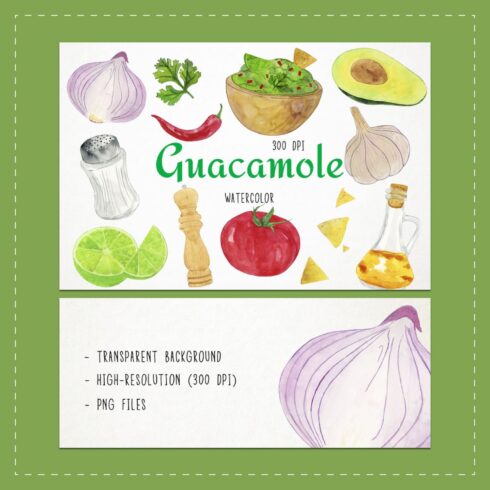 Watercolor guacamole clipart - main image preview.