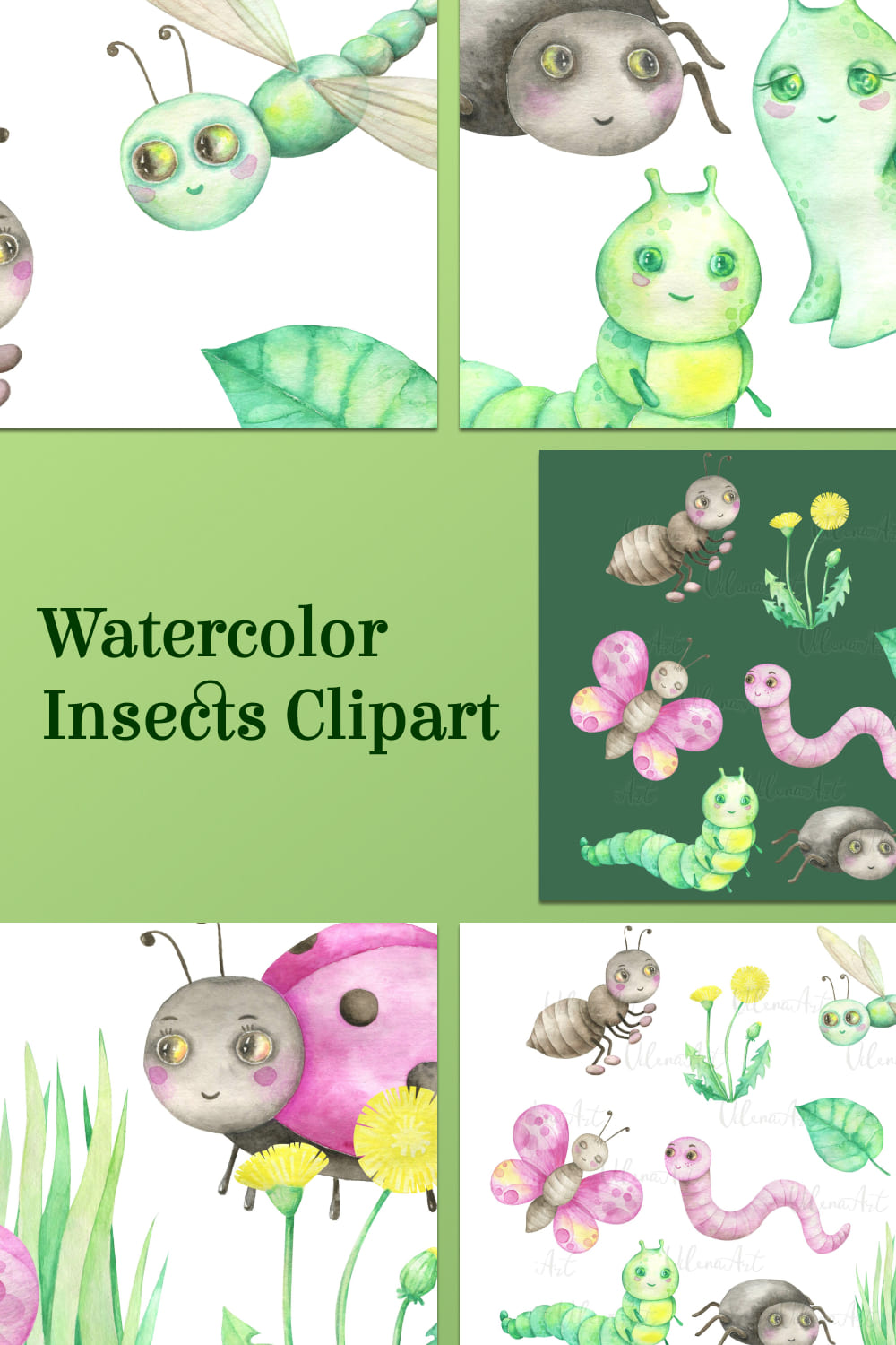 watercolor insects clipart 04