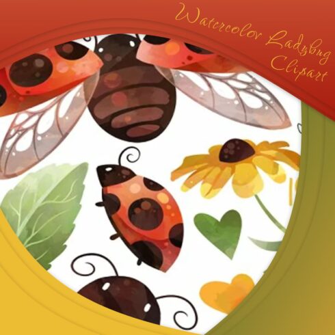Watercolor ladybug clipart - main image preview.