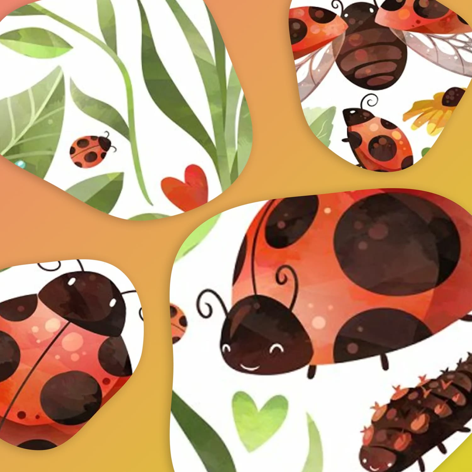 Watercolor Ladybug Clipart Bundle  Cute Insect PNG – MasterBundles