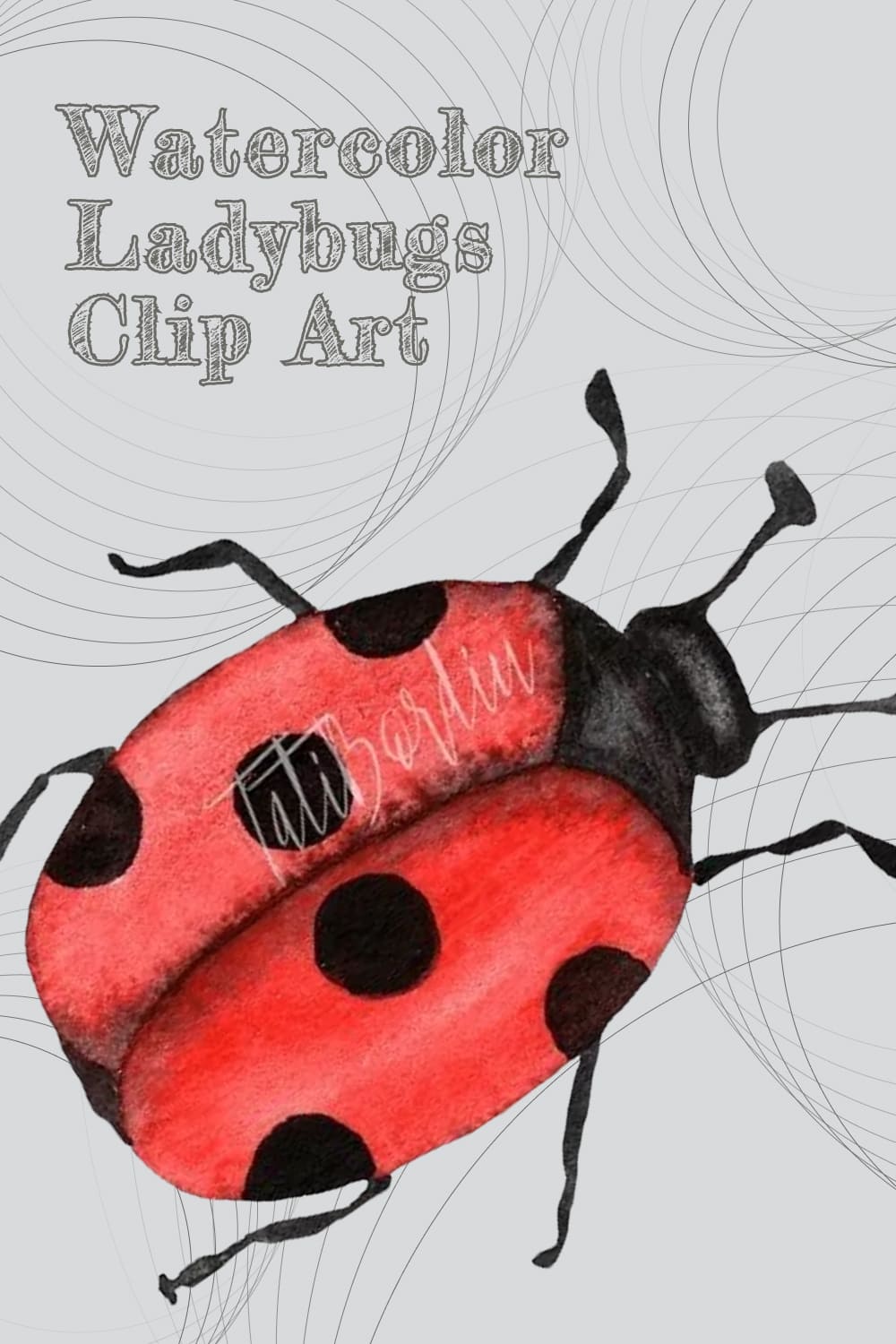 Watercolor ladybugs clip art - pinterest image preview.