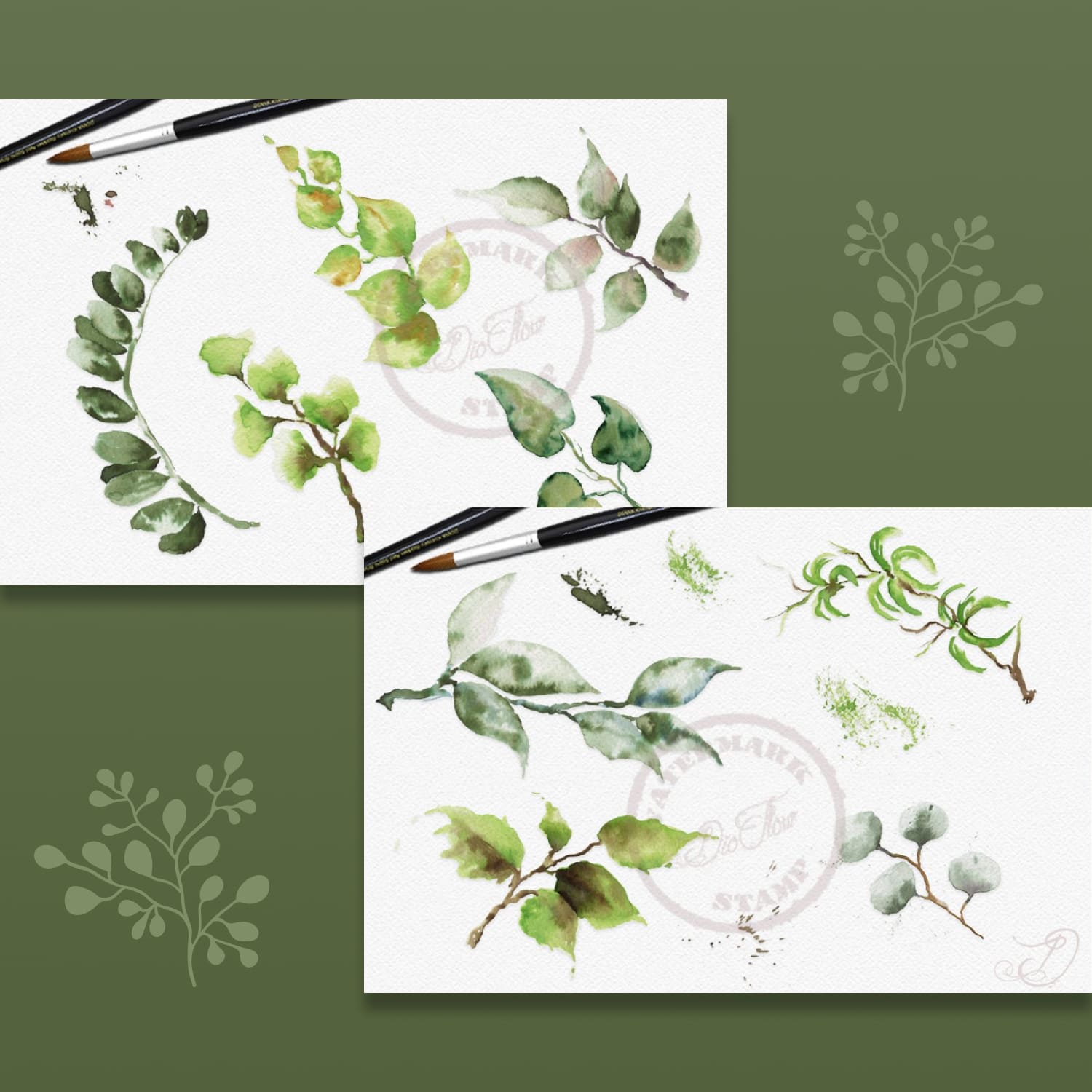Watercolor Leaves Clip Art cover.