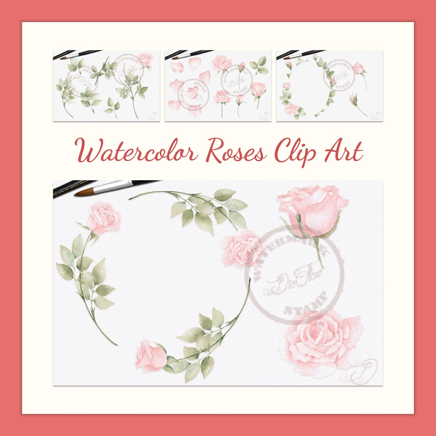 Watercolor Roses Clip Art.