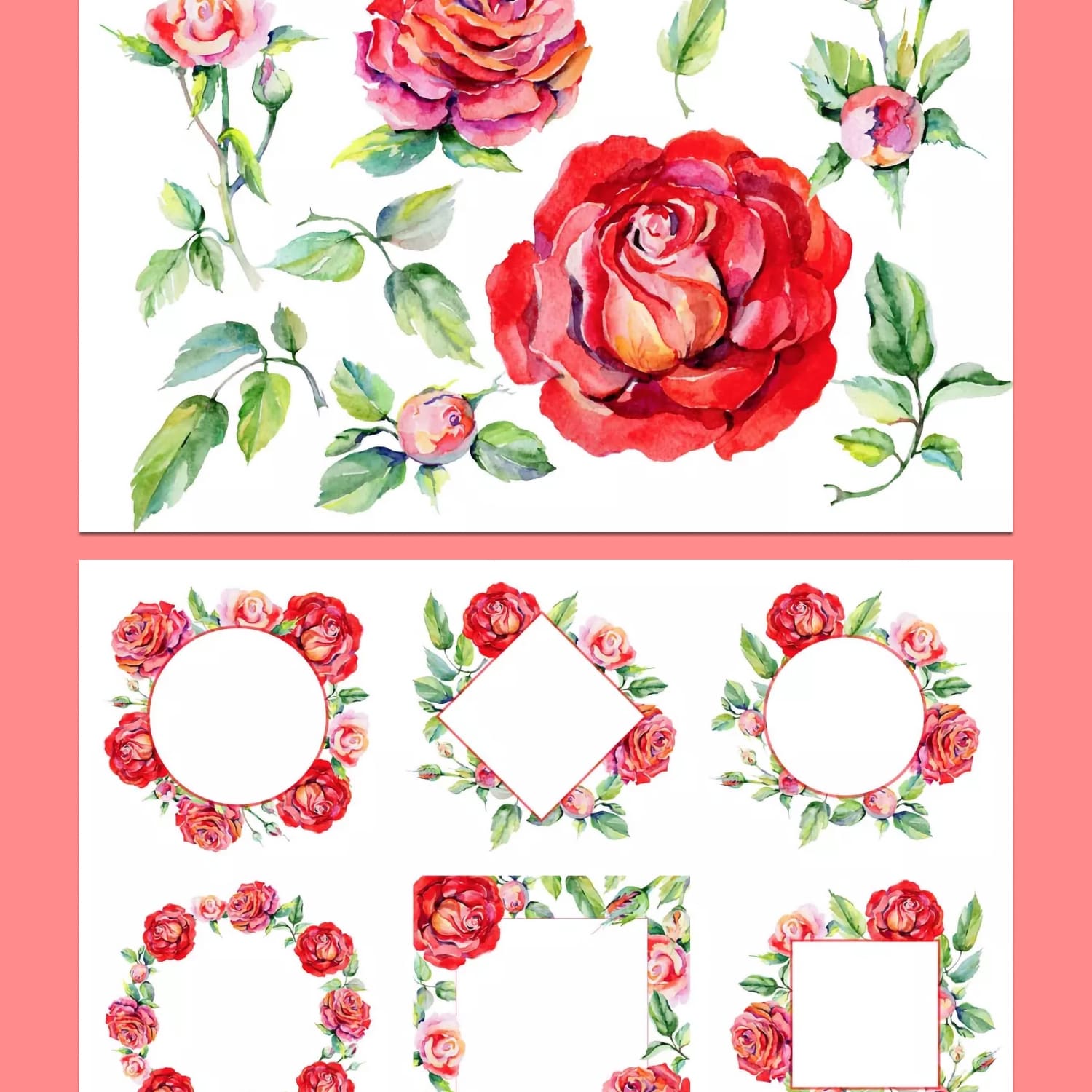 Watercolor Roses PNG Flowers cover.