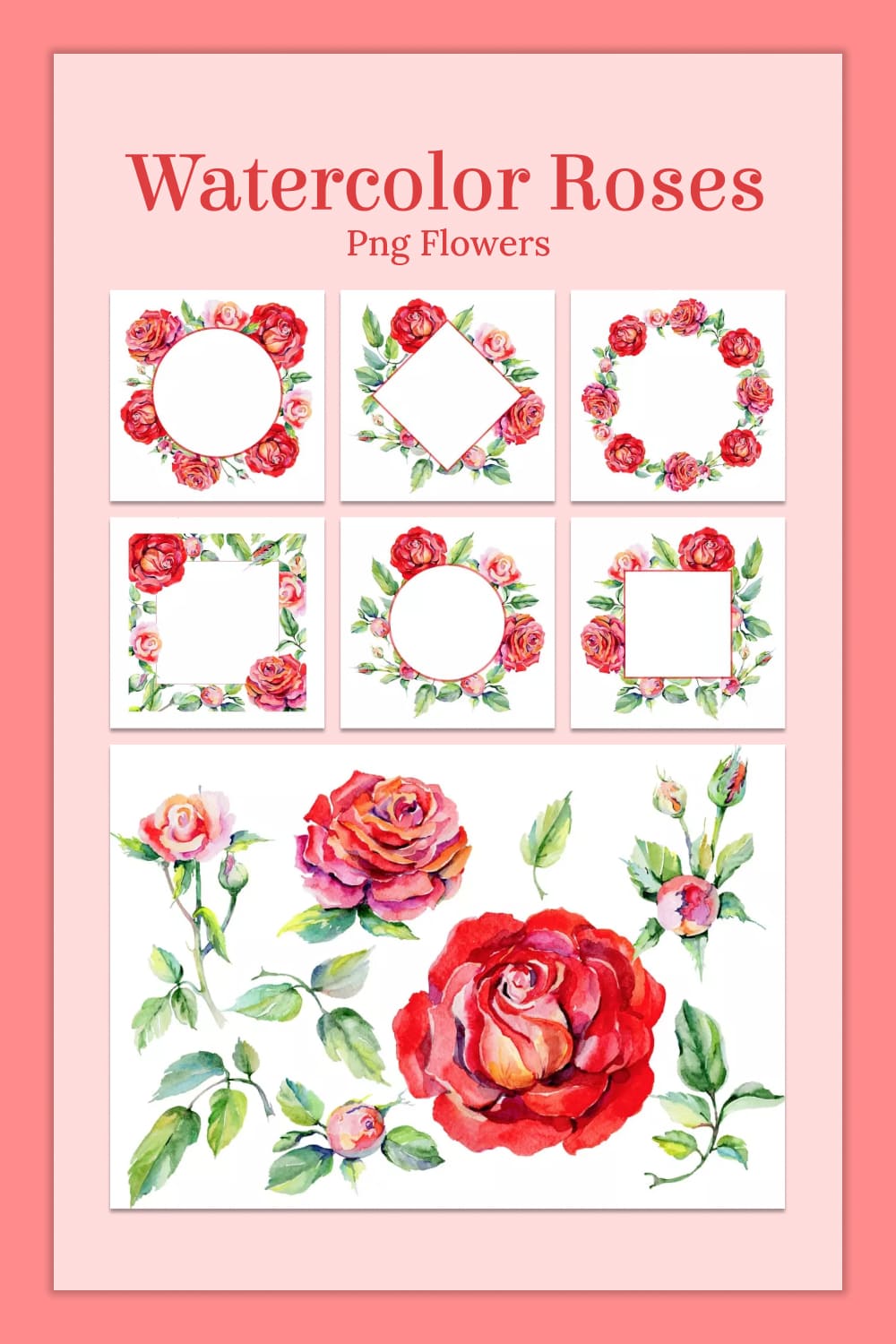 watercolor roses png flowers 03