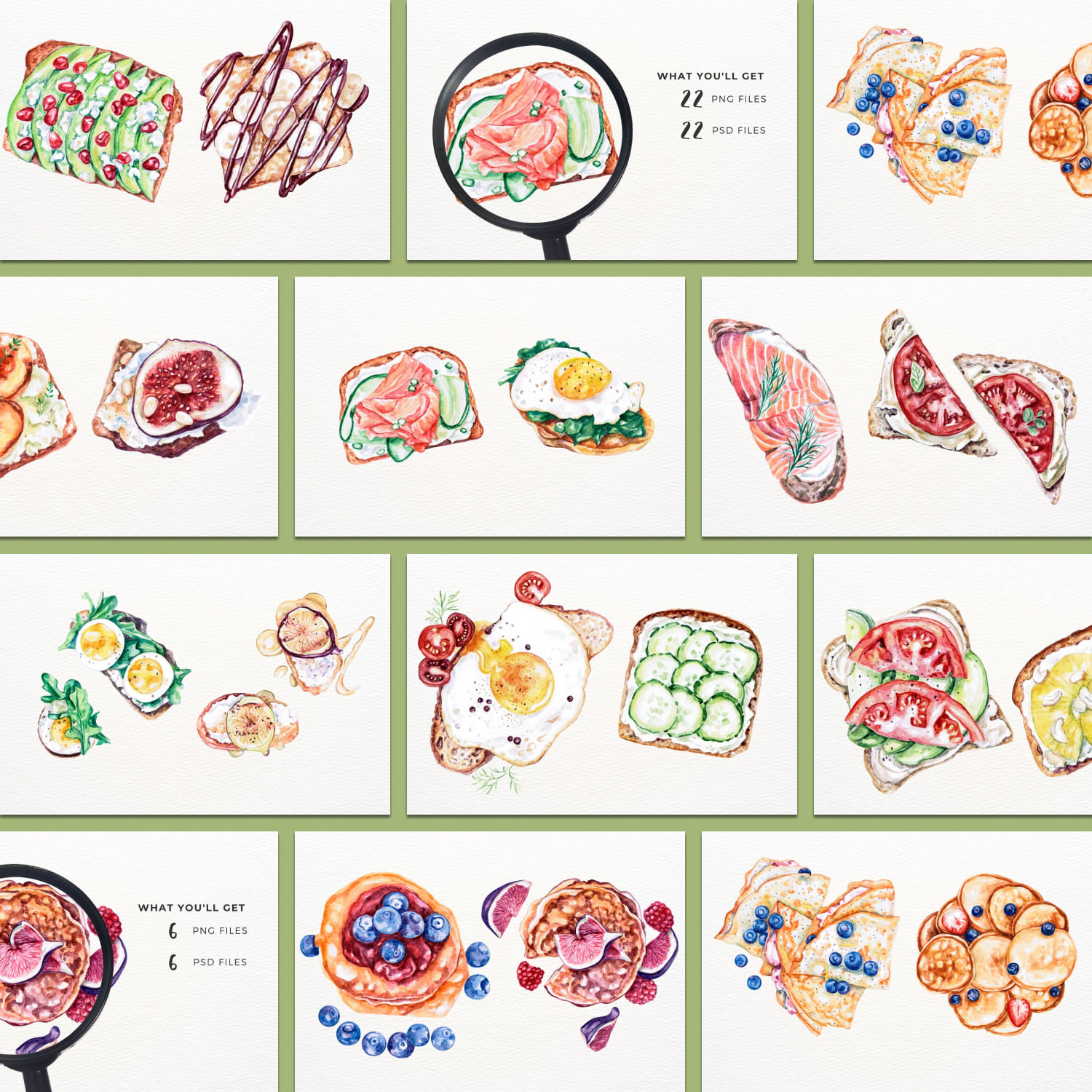 Watercolor Sandwiches Breakfast created by ArtbyHien.