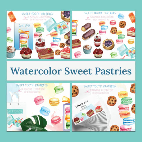 Watercolor sweet pastries desserts - main image preview.
