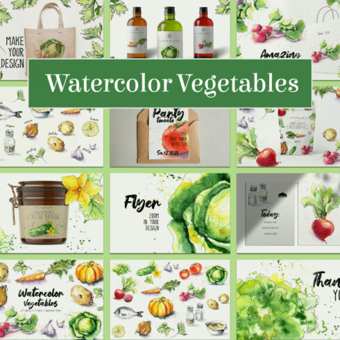 Watercolor vegetables - main image preview.