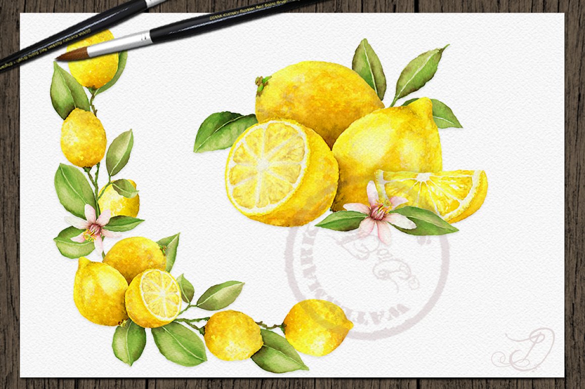 Bright realistic lemons.