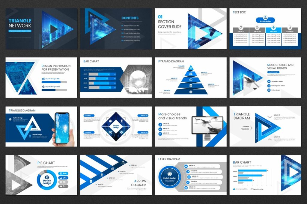 Triangle Network PPT Template – MasterBundles