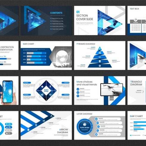 Triangle Network PPT Template | Master Bundles