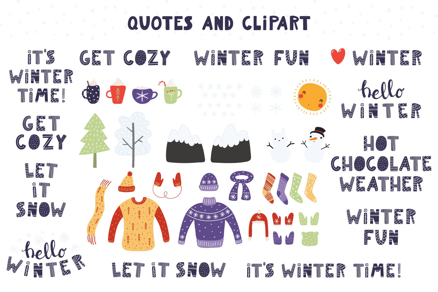 Winter quotes and illustrations.
