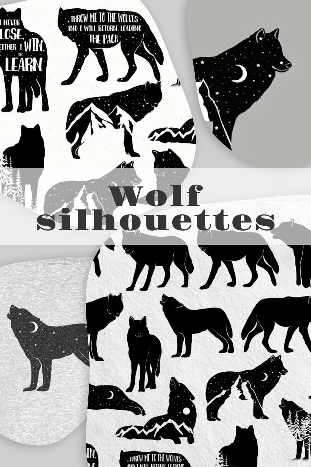 Wolf silhouettes - pinterest image preview.