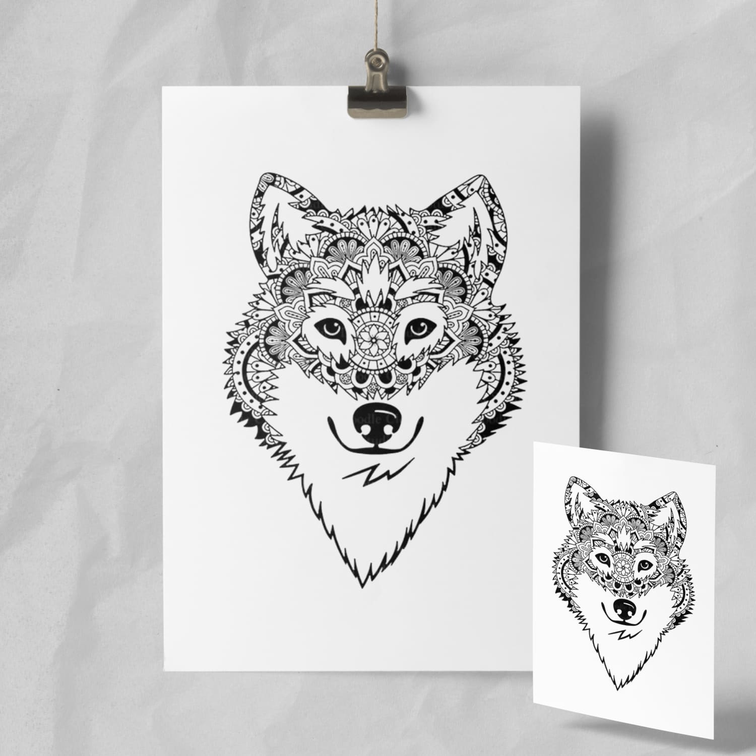 Picture of a wolf with a pattern on it.