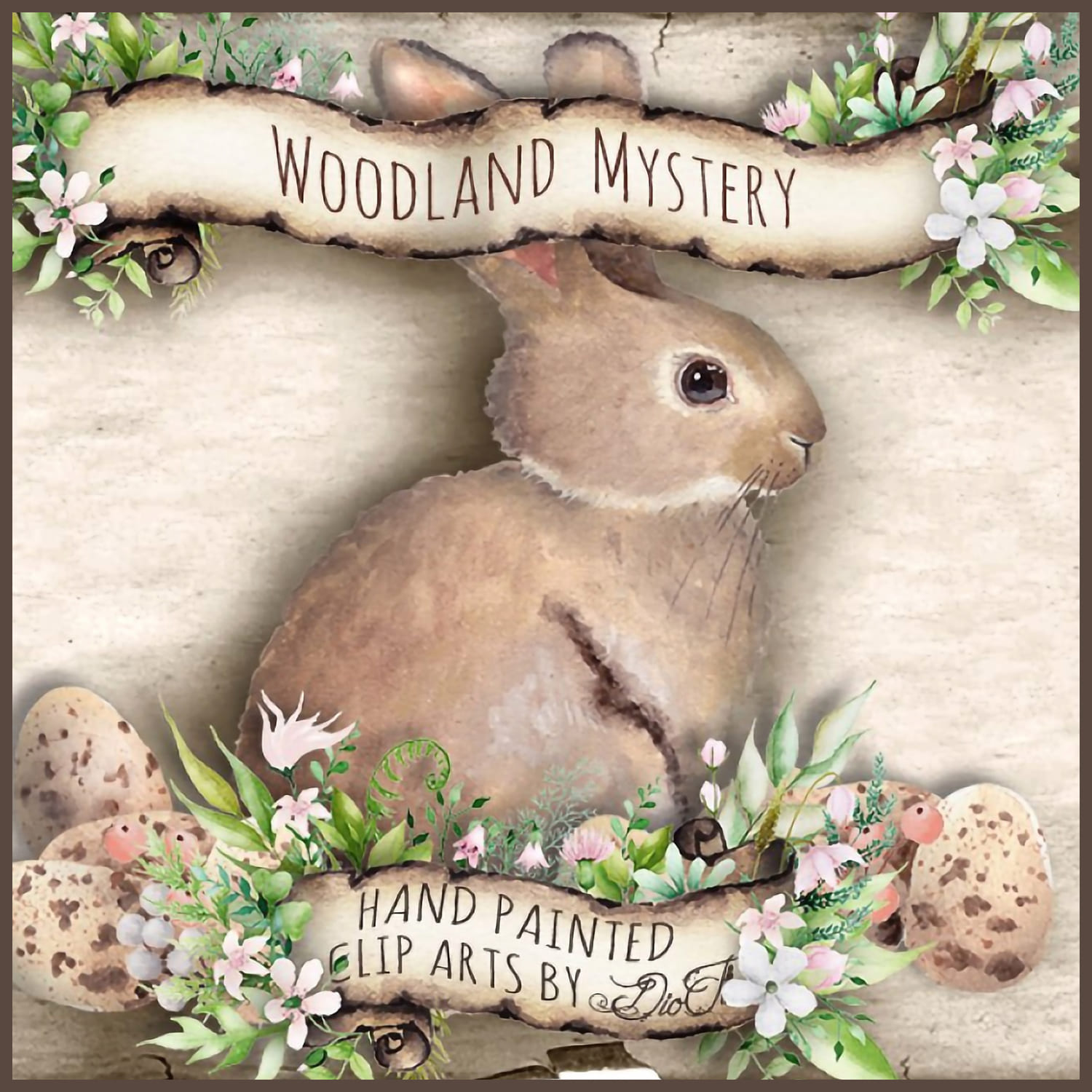 Woodland Mystery Watercolor Clip Art cover.