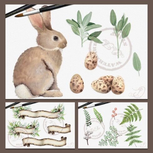 Woodland Mystery Watercolor Clip Art.
