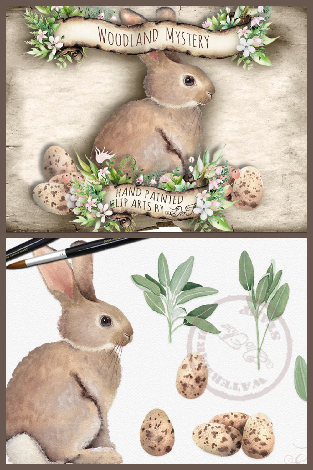 woodland mystery watercolor clip art 03