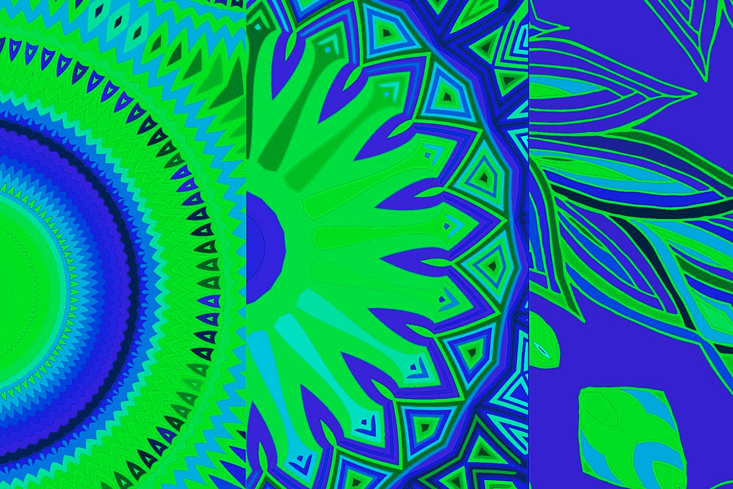 Blue Green Mandala Inspired Digital Papers Set of 25 Facebook Image.