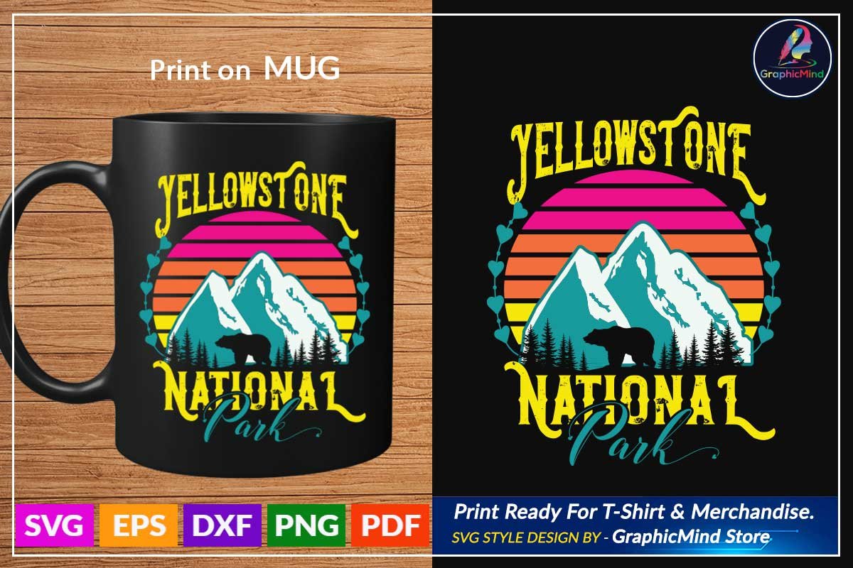 Cup with yellowstone national park.