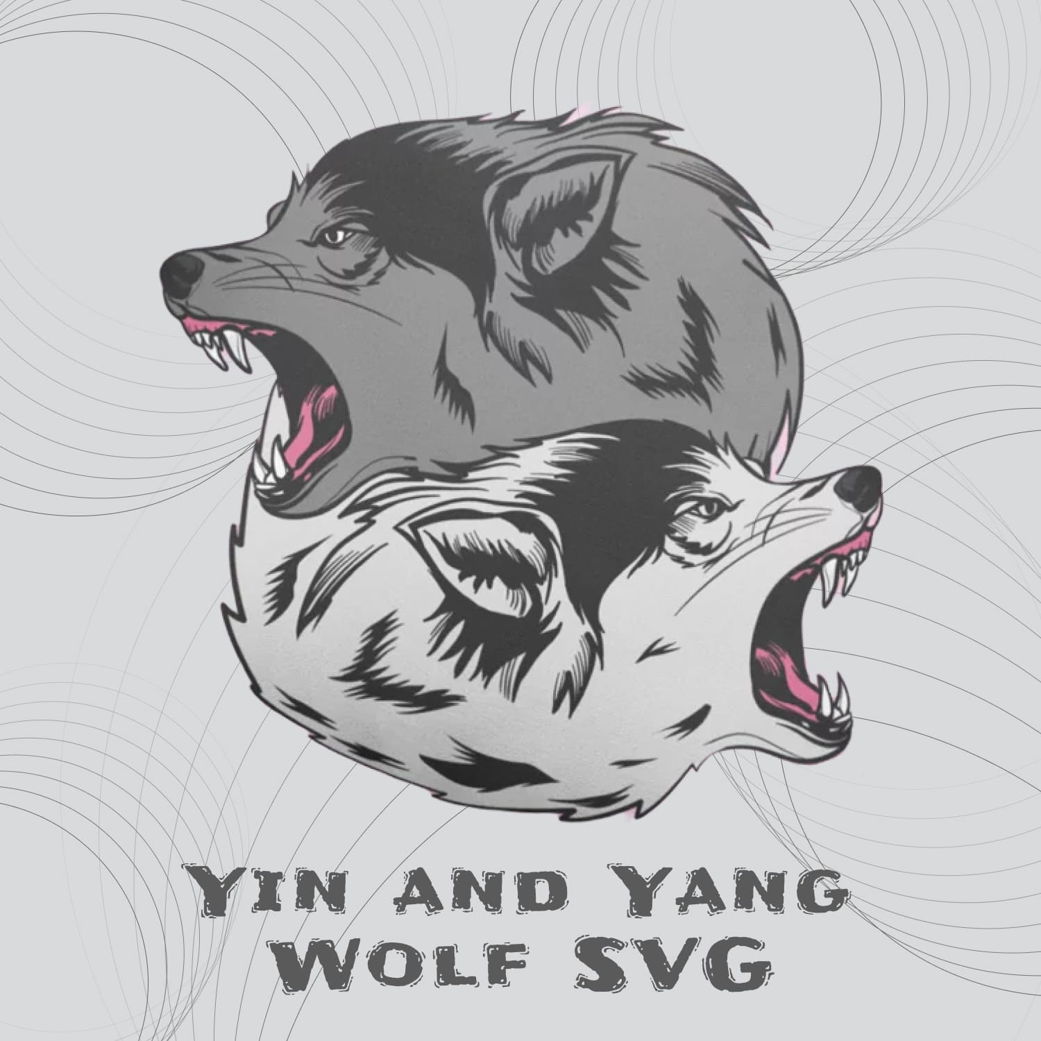 Yin and Yang wolf SVG - main image preview.