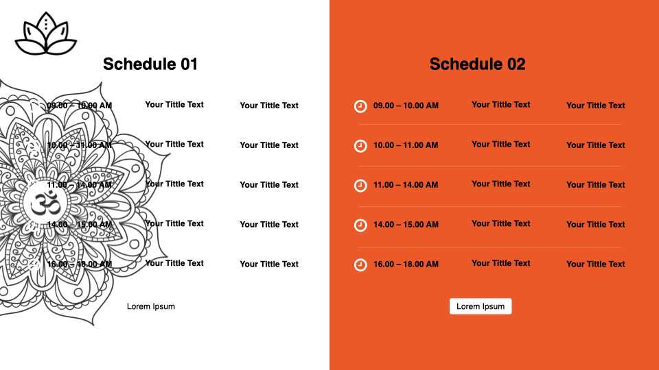 Slide for schedule in two colors.