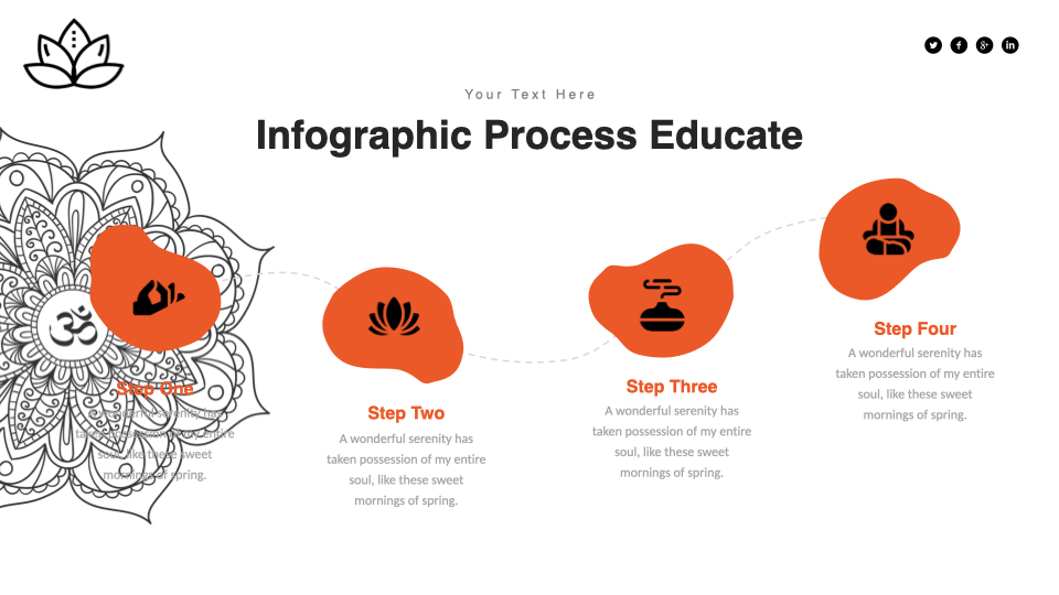 Orange infographic process educate.