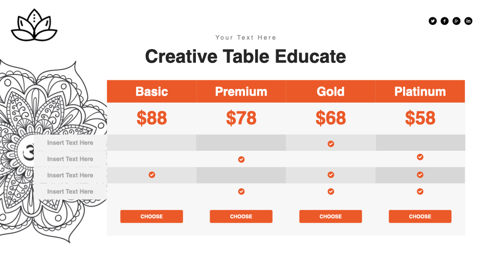 Creative table educate.