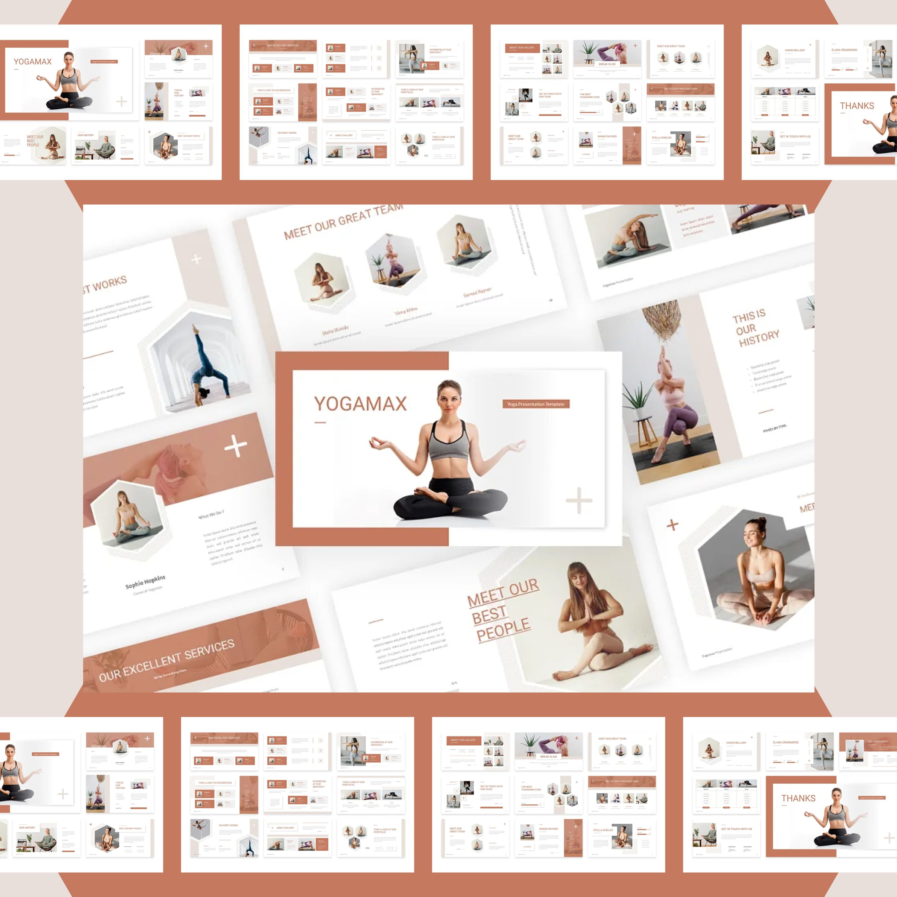 Yogamax - Yoga Powerpoint Template cover.