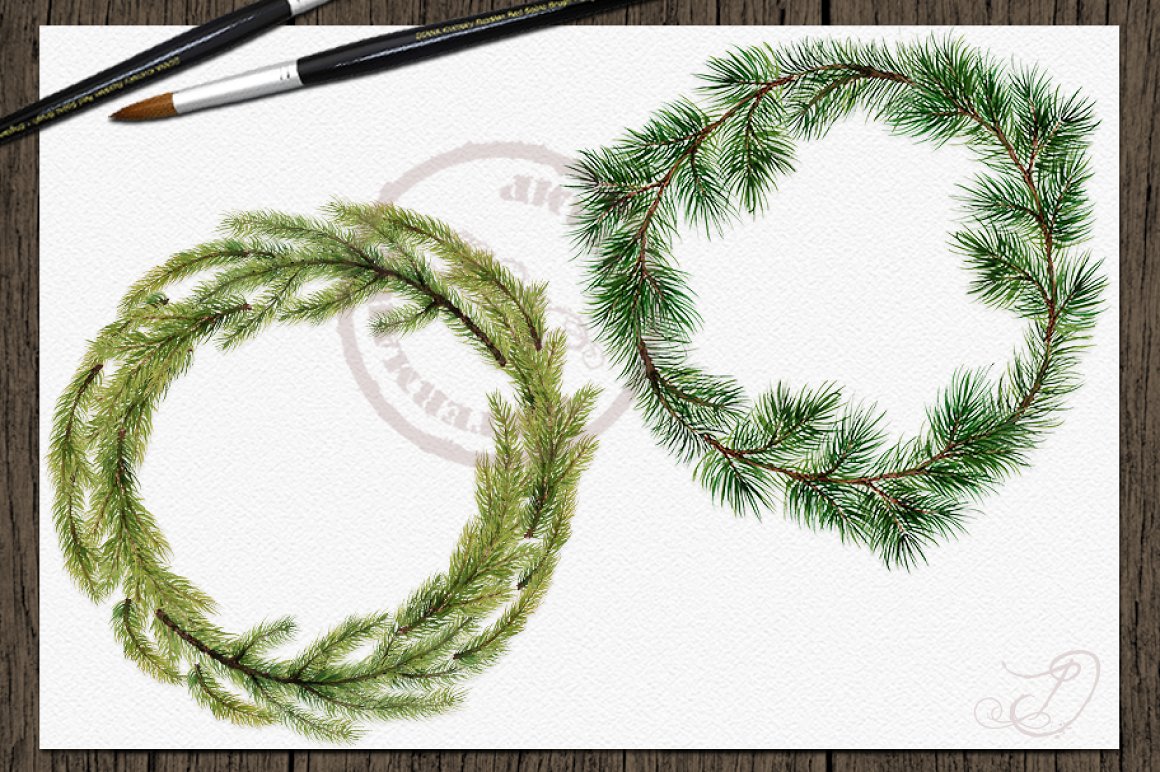 Delicate pine wreathes without any toys.